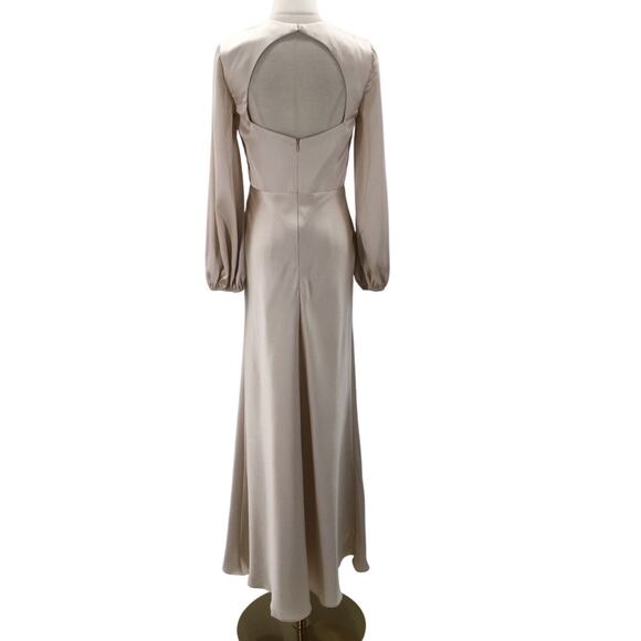 FORMAL PARTY AW SZ 4 S champagne cream long sleeve Phyllida maxi dress NEW B89 - Picture 3 of 8